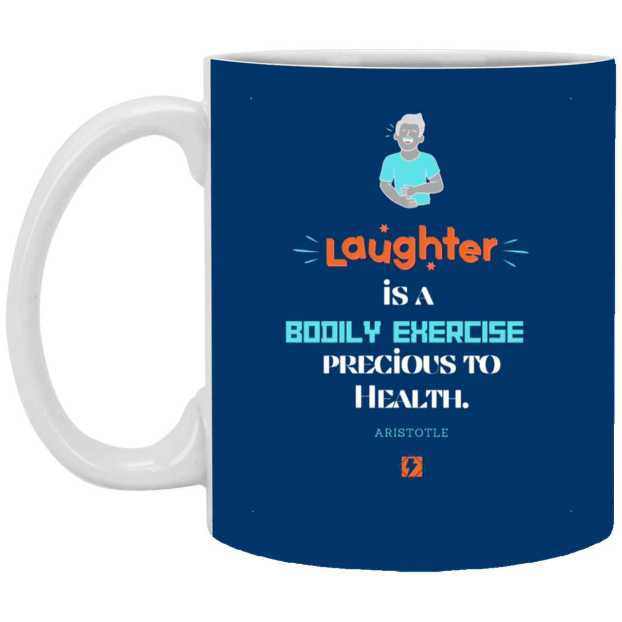 Ceramic Standard Mug 11oz with inspiring Aristotle quote: A118 - Laugh for health - Color: Royal