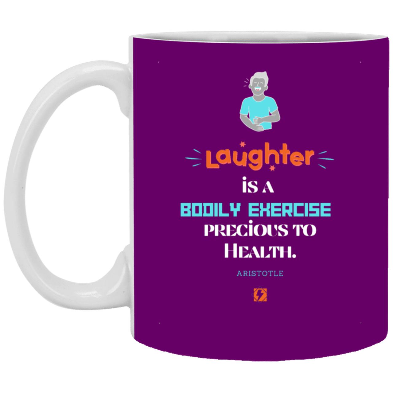 Ceramic Standard Mug 11oz with inspiring Aristotle quote: A118 - Laugh for health - Color: Purple