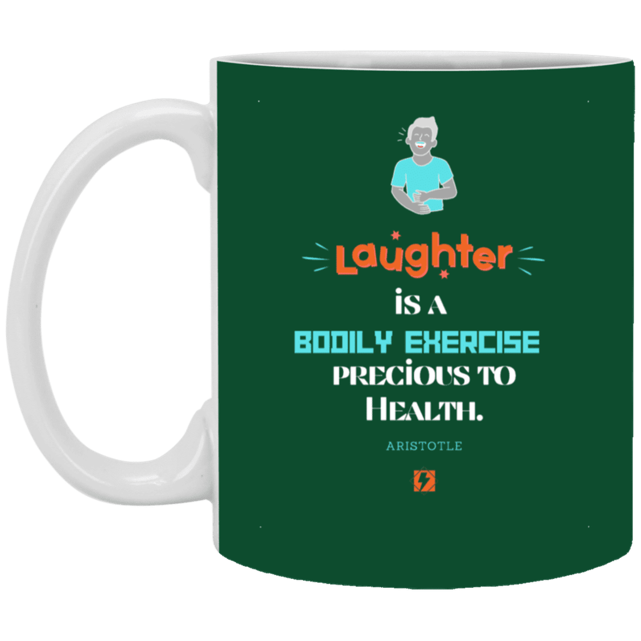 Ceramic Standard Mug 11oz with inspiring Aristotle quote: A118 - Laugh for health - Color: Forest