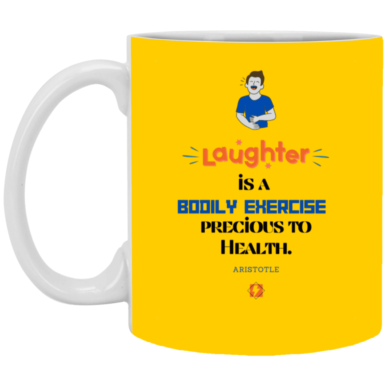 Ceramic Standard Mug 11oz with inspiring Aristotle quote: A118 - Laugh for health - Color: Athletic Gold