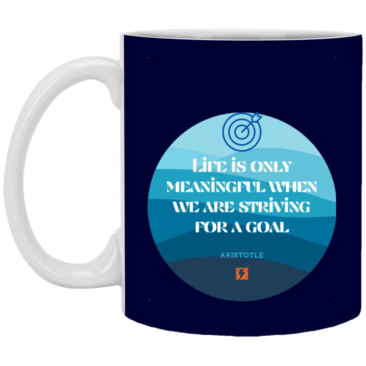 Ceramic Standard Mug 11oz with inspiring Aristotle quote: A119 - Aimless lives are meaningless - Color: Navy