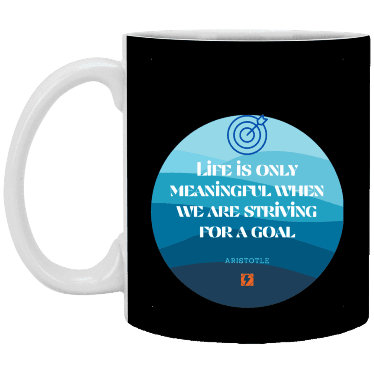 Ceramic Standard Mug 11oz with inspiring Aristotle quote: A119 - Aimless lives are meaningless - Color: Black White