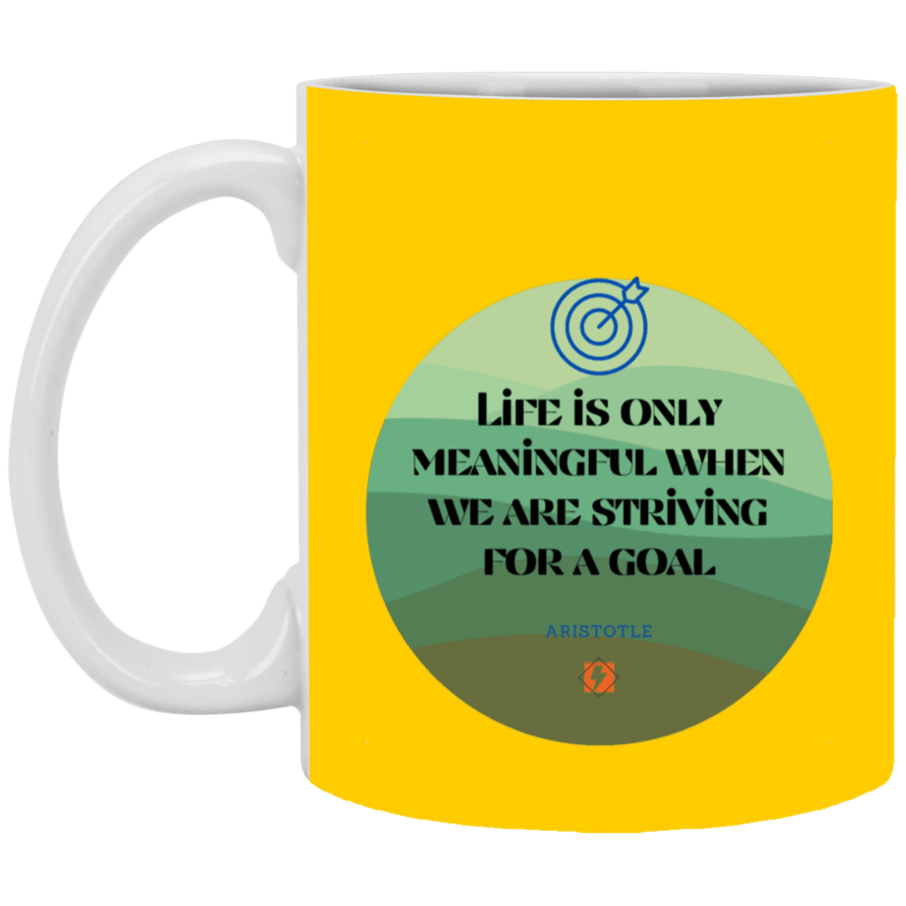 Ceramic Standard Mug 11oz with inspiring Aristotle quote: A119 - Aimless lives are meaningless - Color: Athletic Gold