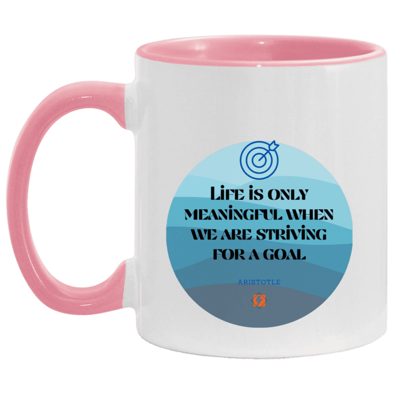 Ceramic Standard Mug 11oz with inspiring Aristotle quote: A119 - Aimless lives are meaningless - Color: White/Pink