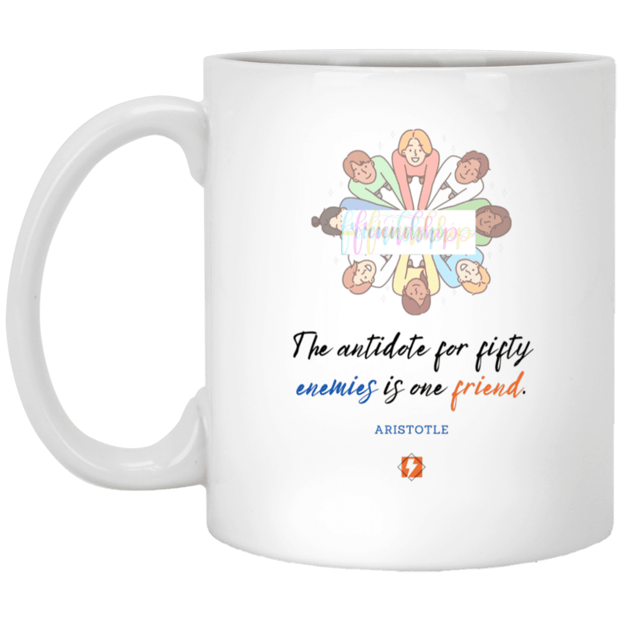 Ceramic Standard Mug 11oz with inspiring Aristotle quote: A124 - Friendship is the antidote - Color: Plain White