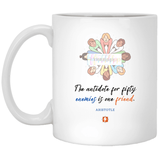 Ceramic Standard Mug 11oz with inspiring Aristotle quote: A124 - Friendship is the antidote - Color: Plain White