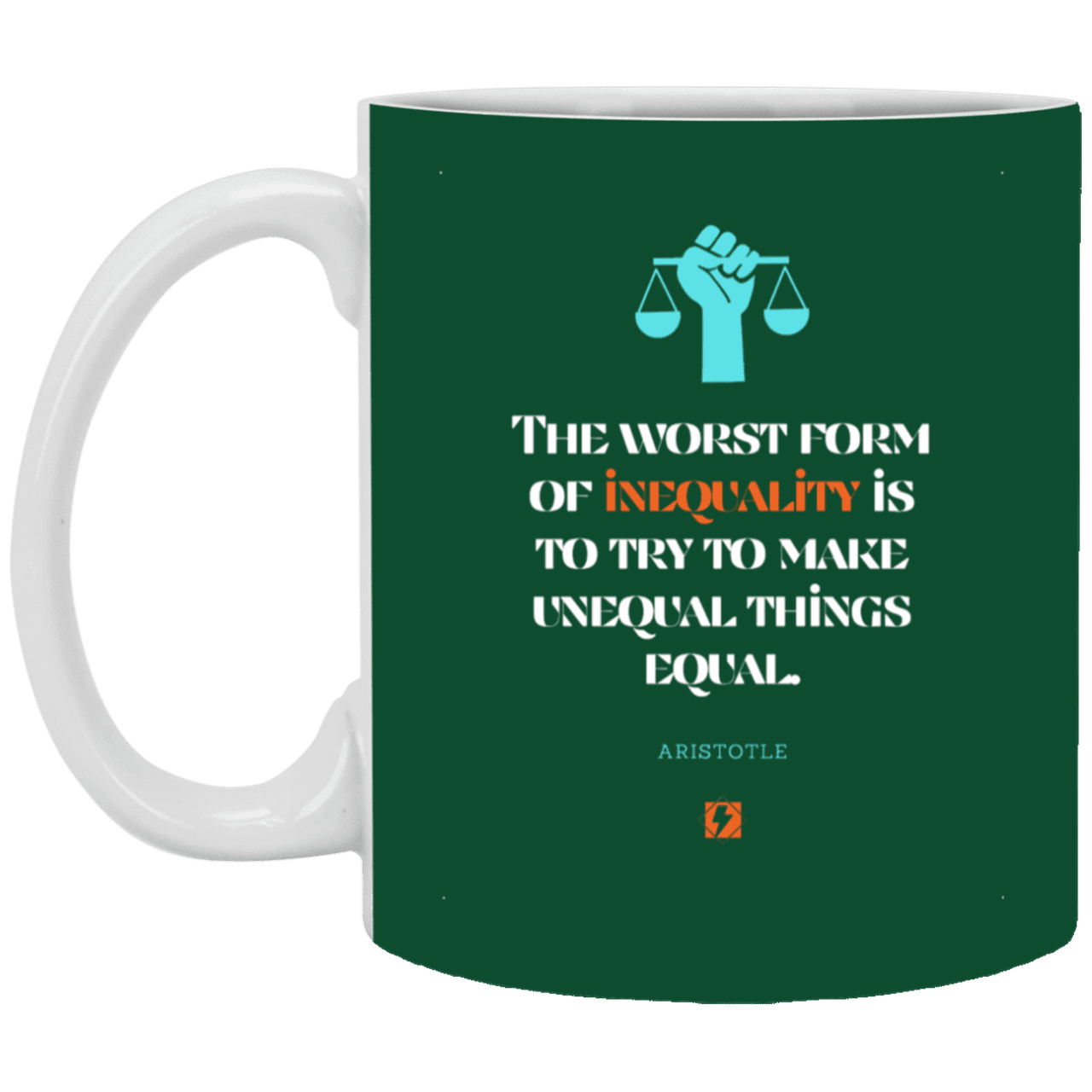 Ceramic Standard Mug 11oz with inspiring Aristotle quote: A128 - Communism is worse than inequality - Color: Forest