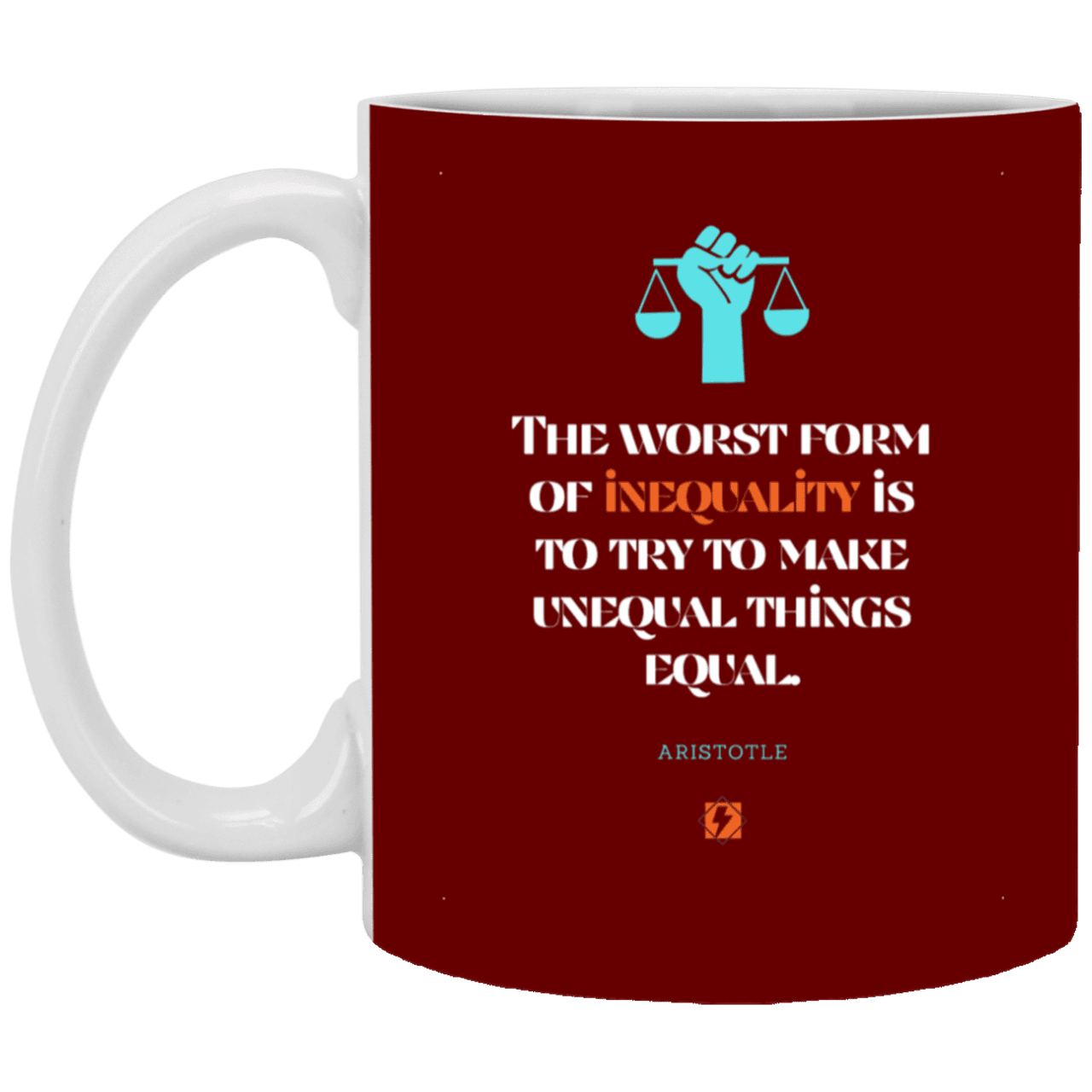 Ceramic Standard Mug 11oz with inspiring Aristotle quote: A128 - Communism is worse than inequality - Color: Maroon