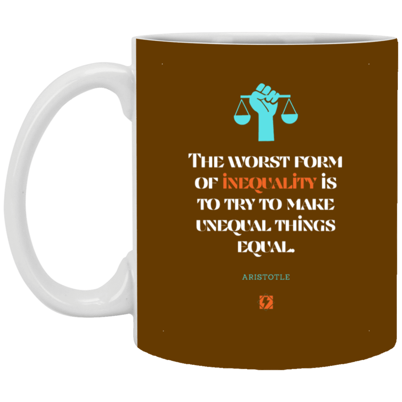 Ceramic Standard Mug 11oz with inspiring Aristotle quote: A128 - Communism is worse than inequality - Color: Brown