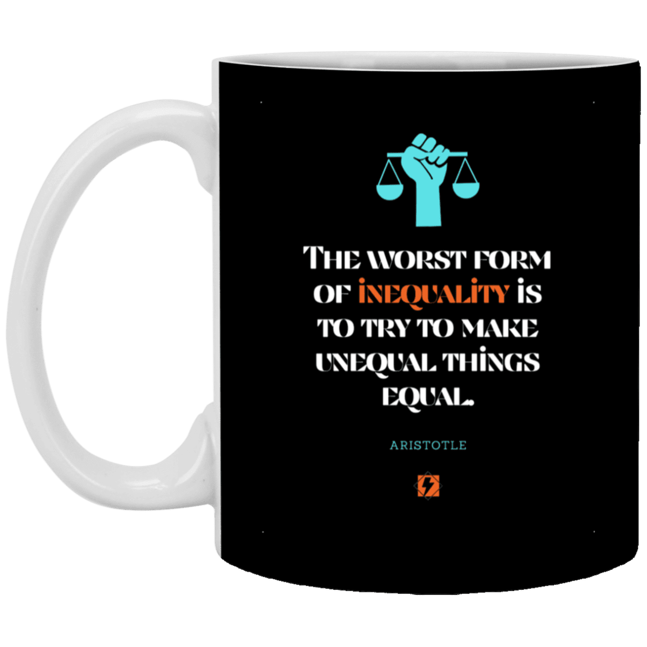 Ceramic Standard Mug 11oz with inspiring Aristotle quote: A128 - Communism is worse than inequality - Color: Black White