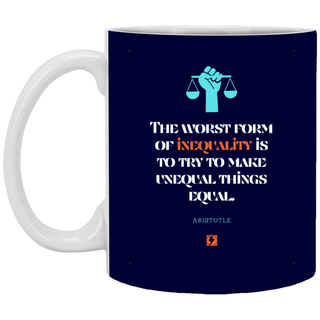 Ceramic Standard Mug 11oz with inspiring Aristotle quote: A128 - Communism is worse than inequality - Color: Navy