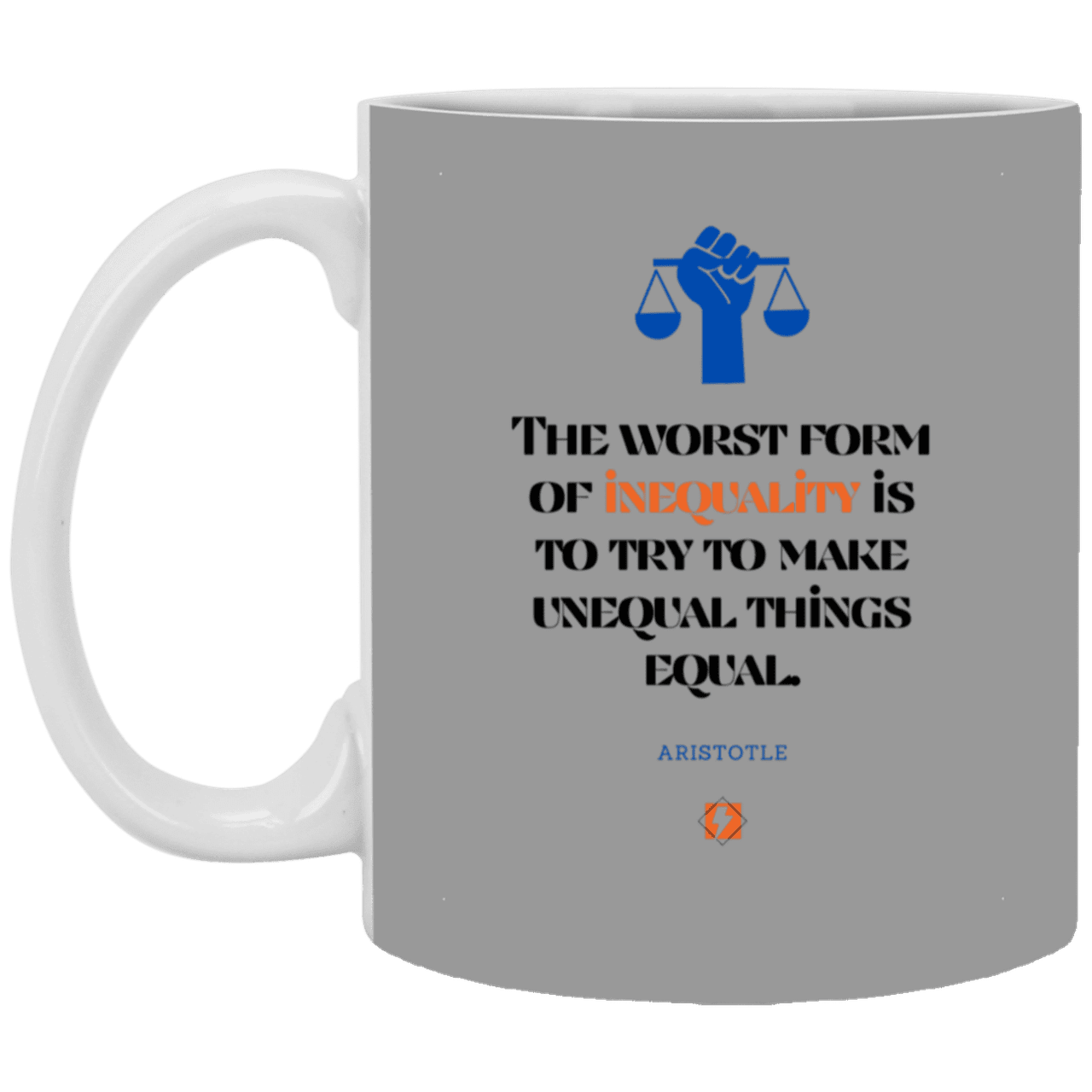 Ceramic Standard Mug 11oz with inspiring Aristotle quote: A128 - Communism is worse than inequality - Color: Gray