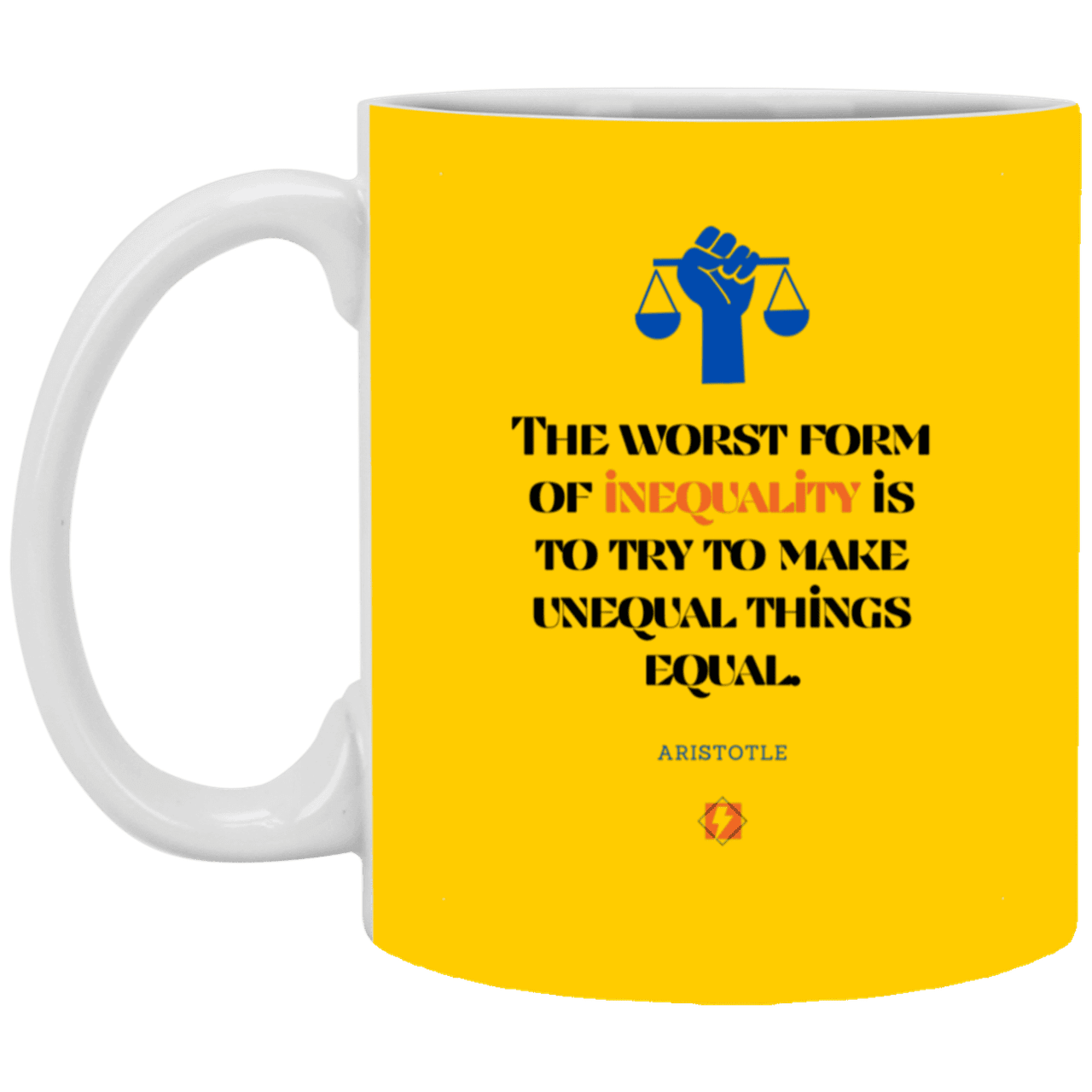 Ceramic Standard Mug 11oz with inspiring Aristotle quote: A128 - Communism is worse than inequality - Color: Athletic Gold