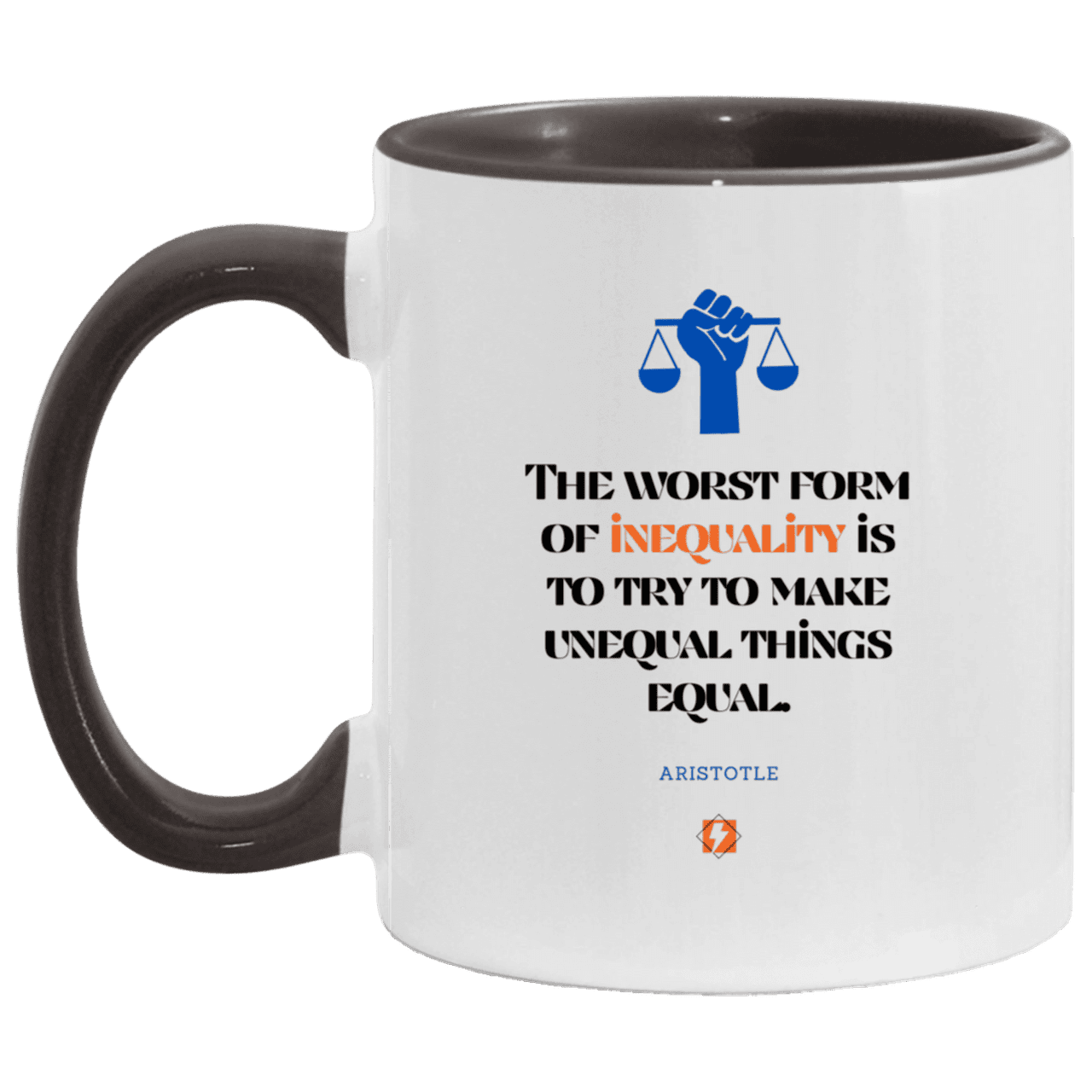 Ceramic Standard Mug 11oz with inspiring Aristotle quote: A128 - Communism is worse than inequality - Color: White/Black