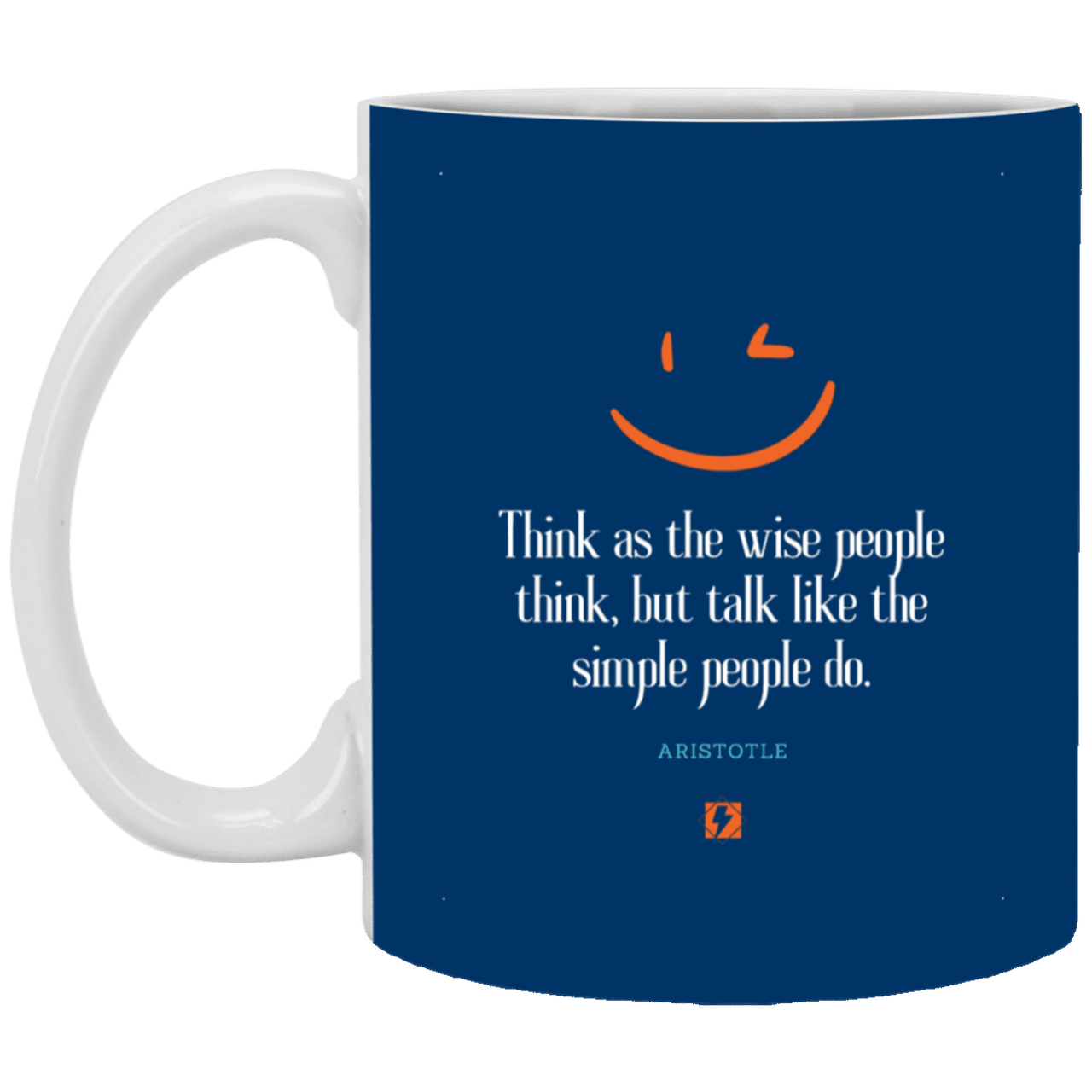 Ceramic Standard Mug 11oz with inspiring Aristotle quote: A129 - Think wisely speak simply - Color: Royal