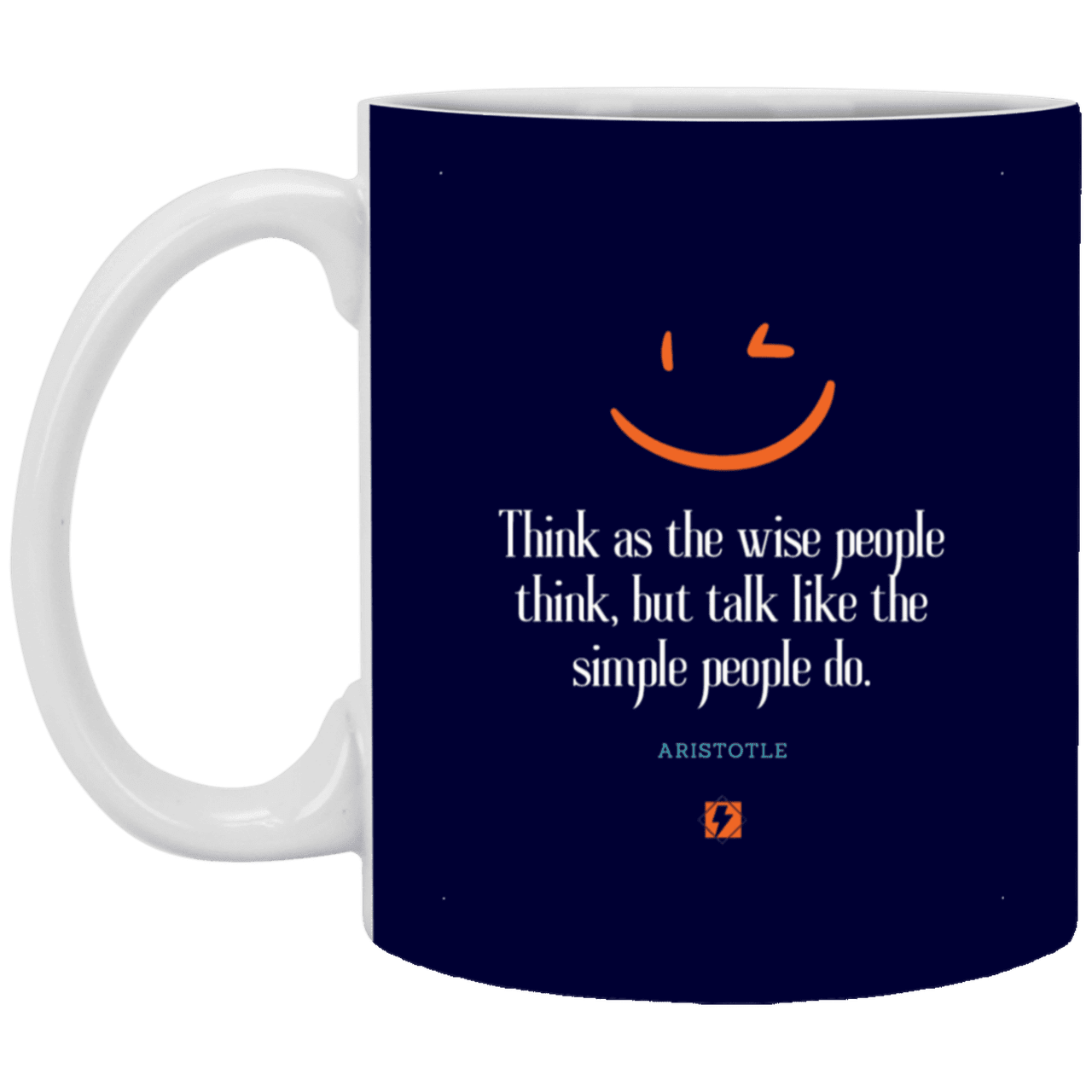 Ceramic Standard Mug 11oz with inspiring Aristotle quote: A129 - Think wisely speak simply - Color: Navy