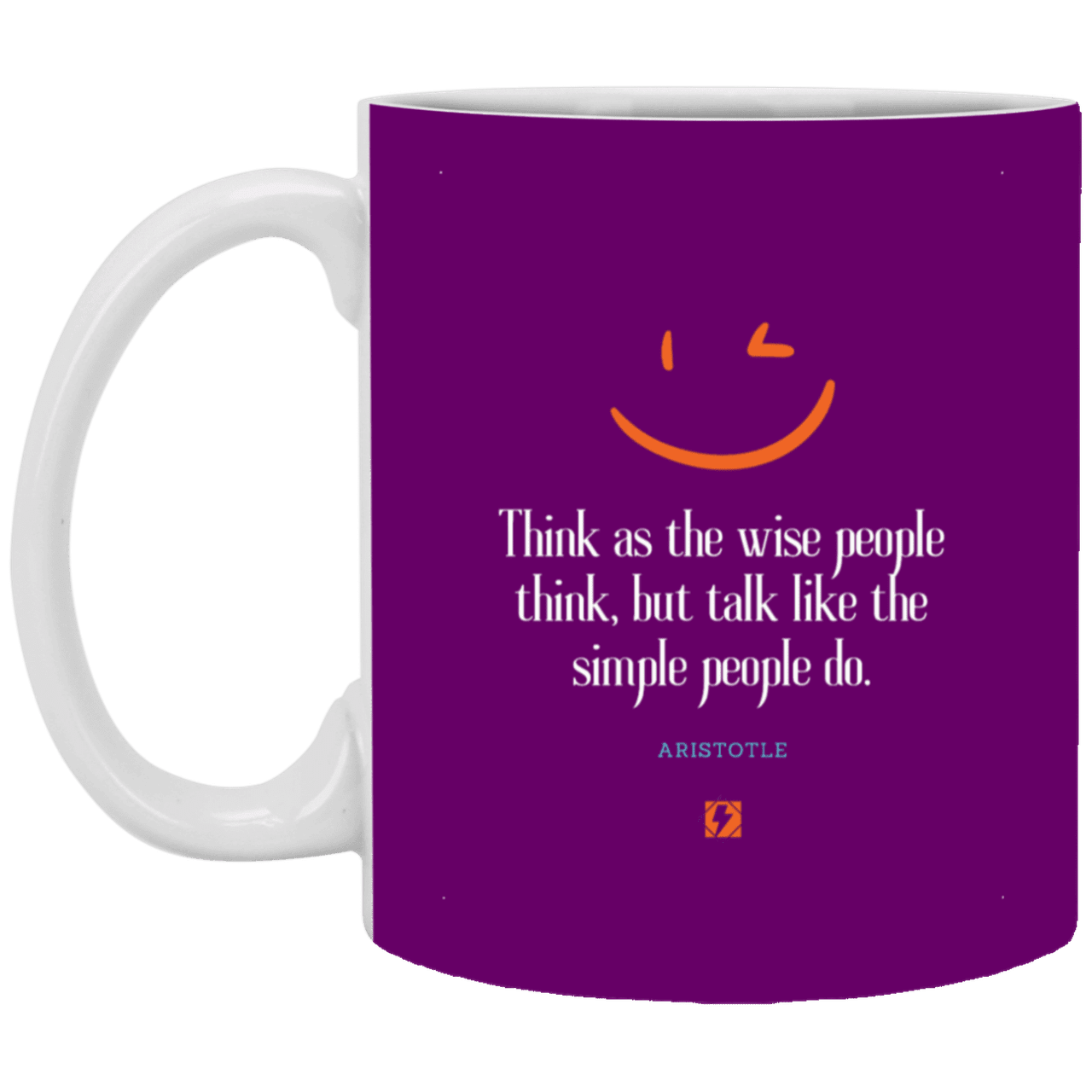 Ceramic Standard Mug 11oz with inspiring Aristotle quote: A129 - Think wisely speak simply - Color: Purple