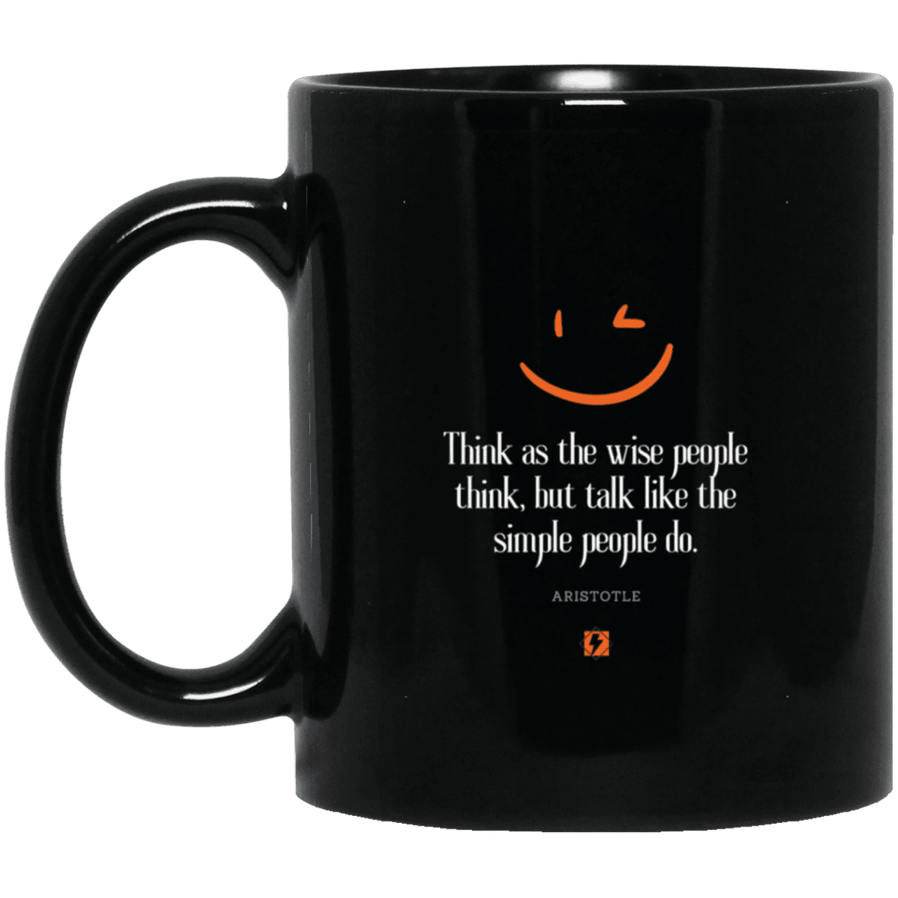 Ceramic Standard Mug 11oz with inspiring Aristotle quote: A129 - Think wisely speak simply - Color: Plain Black