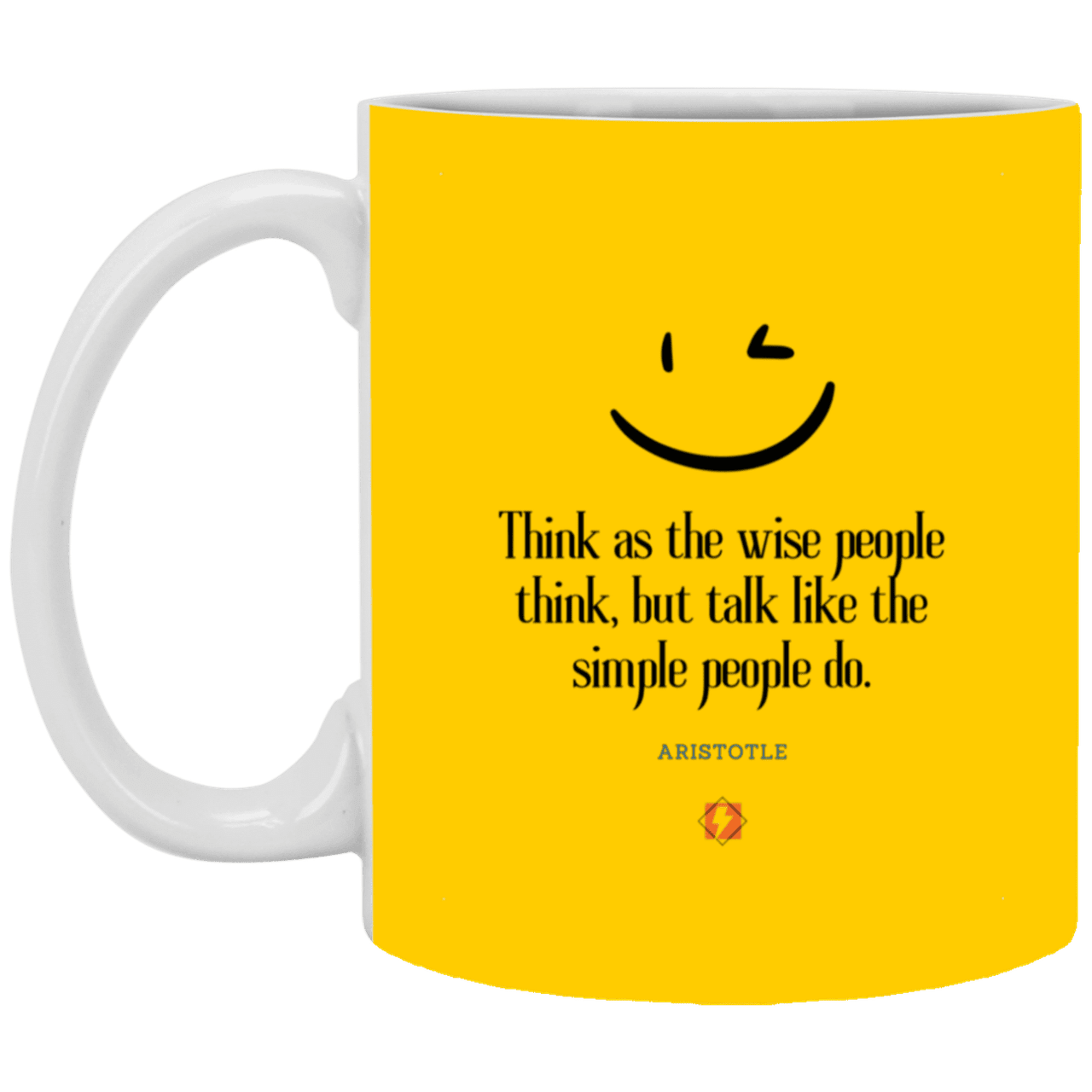 Ceramic Standard Mug 11oz with inspiring Aristotle quote: A129 - Think wisely speak simply - Color: Athletic Gold