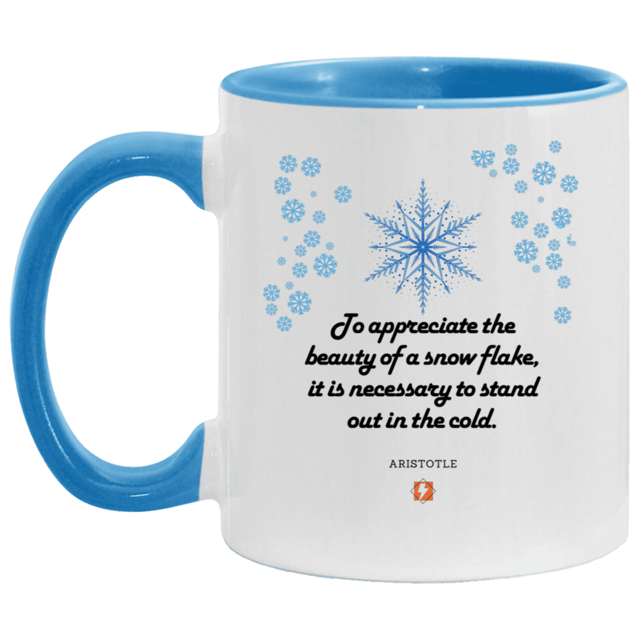 Ceramic Standard Mug 11oz with inspiring Aristotle quote: A130 - Appreciation requires interaction - Color: White/Light Blue