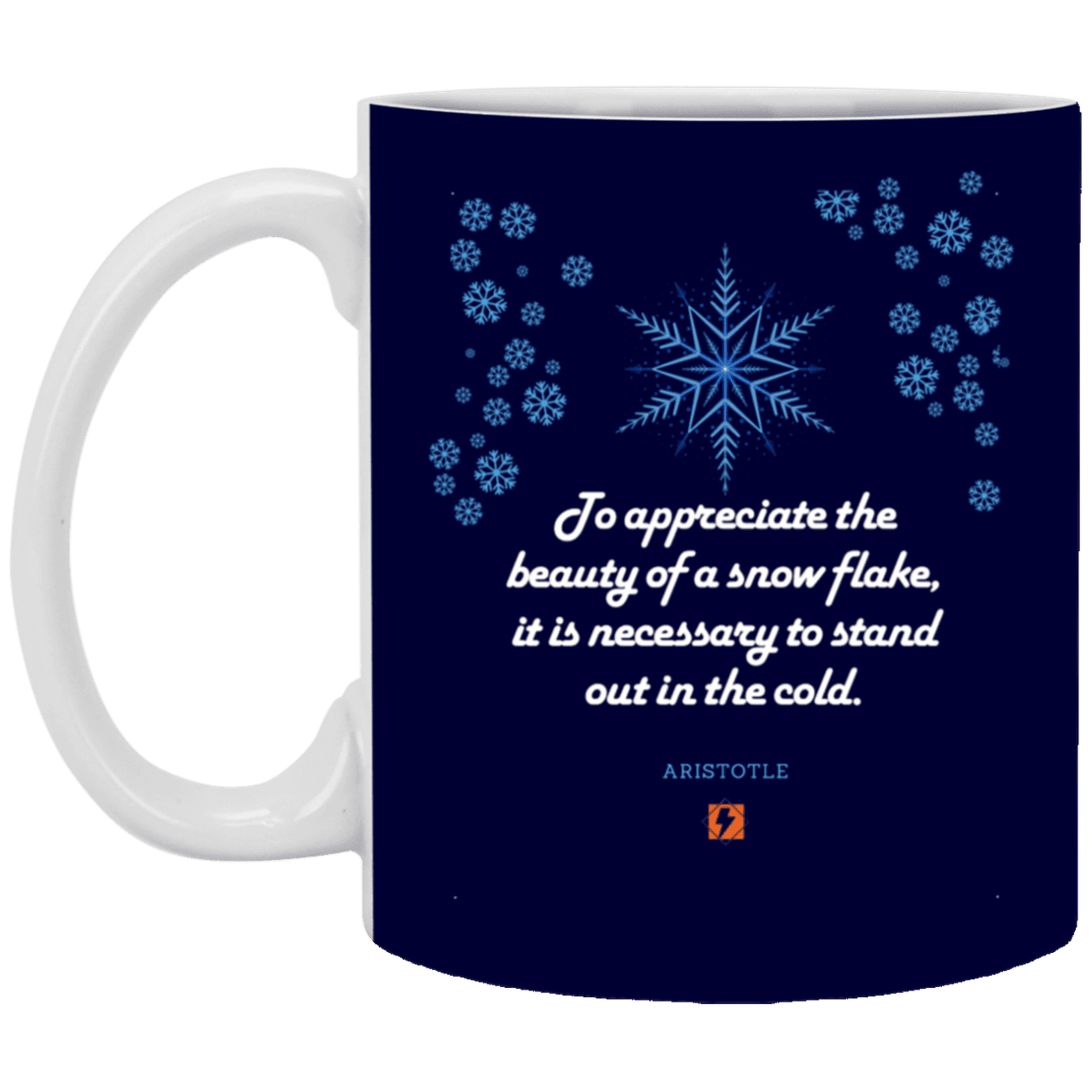 Ceramic Standard Mug 11oz with inspiring Aristotle quote: A130 - Appreciation requires interaction - Color: Navy