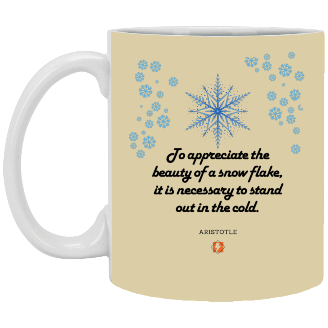 Ceramic Standard Mug 11oz with inspiring Aristotle quote: A130 - Appreciation requires interaction - Color: Tan