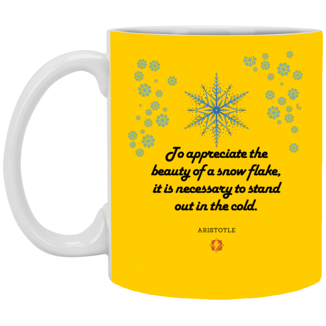 Ceramic Standard Mug 11oz with inspiring Aristotle quote: A130 - Appreciation requires interaction - Color: Athletic Gold