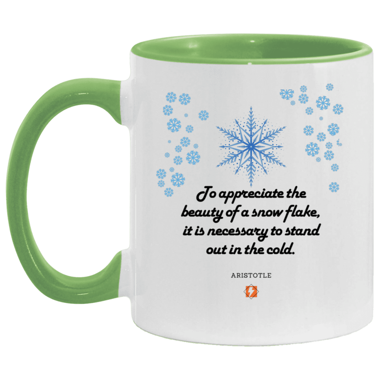 Ceramic Standard Mug 11oz with inspiring Aristotle quote: A130 - Appreciation requires interaction - Color: White/Light Green