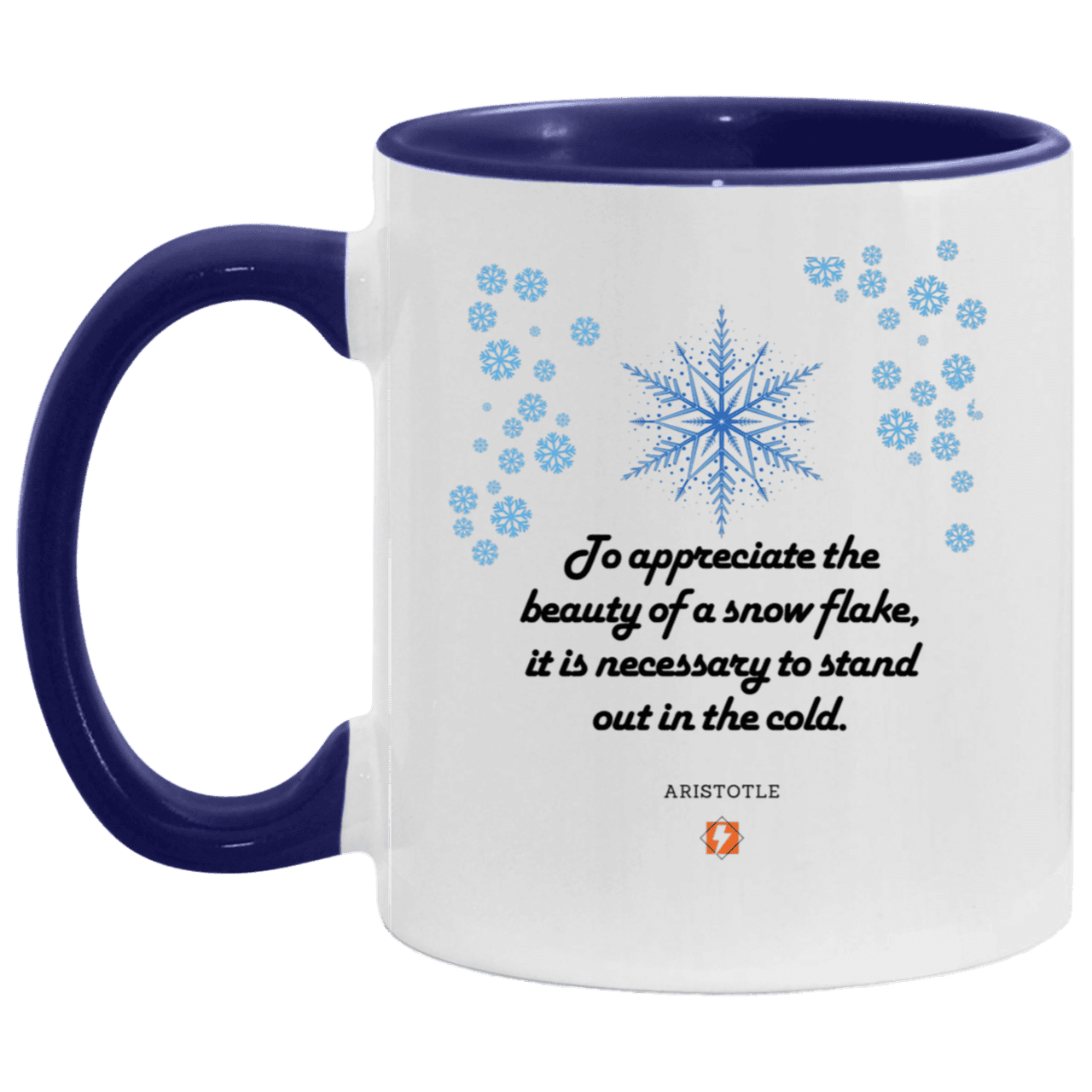 Ceramic Standard Mug 11oz with inspiring Aristotle quote: A130 - Appreciation requires interaction - Color: White/Midnight Blue