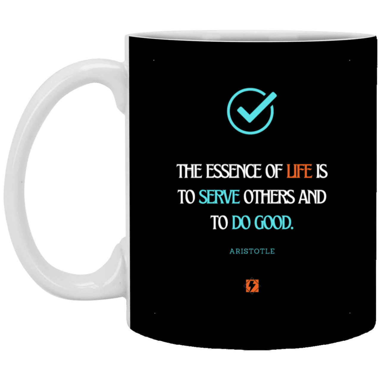 Ceramic Standard Mug 11oz with inspiring Aristotle quote: A132 - Life is about serving others - Color: Navy