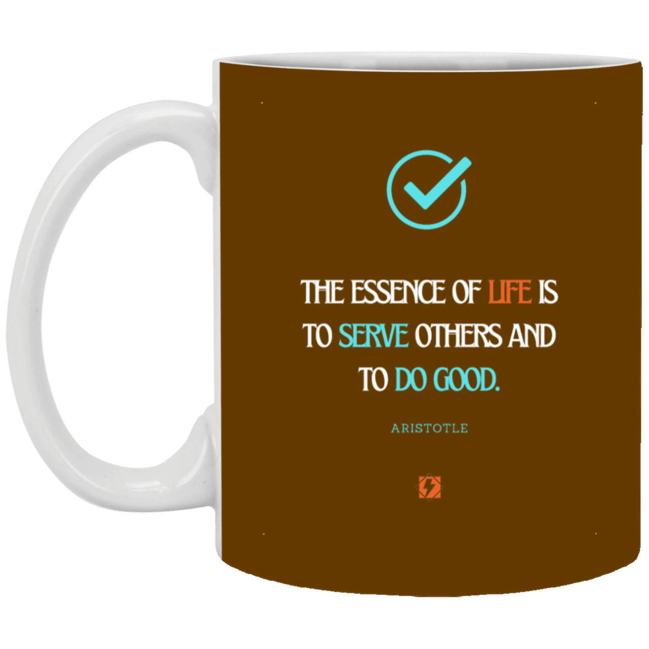 Ceramic Standard Mug 11oz with inspiring Aristotle quote: A132 - Life is about serving others - Color: Black White