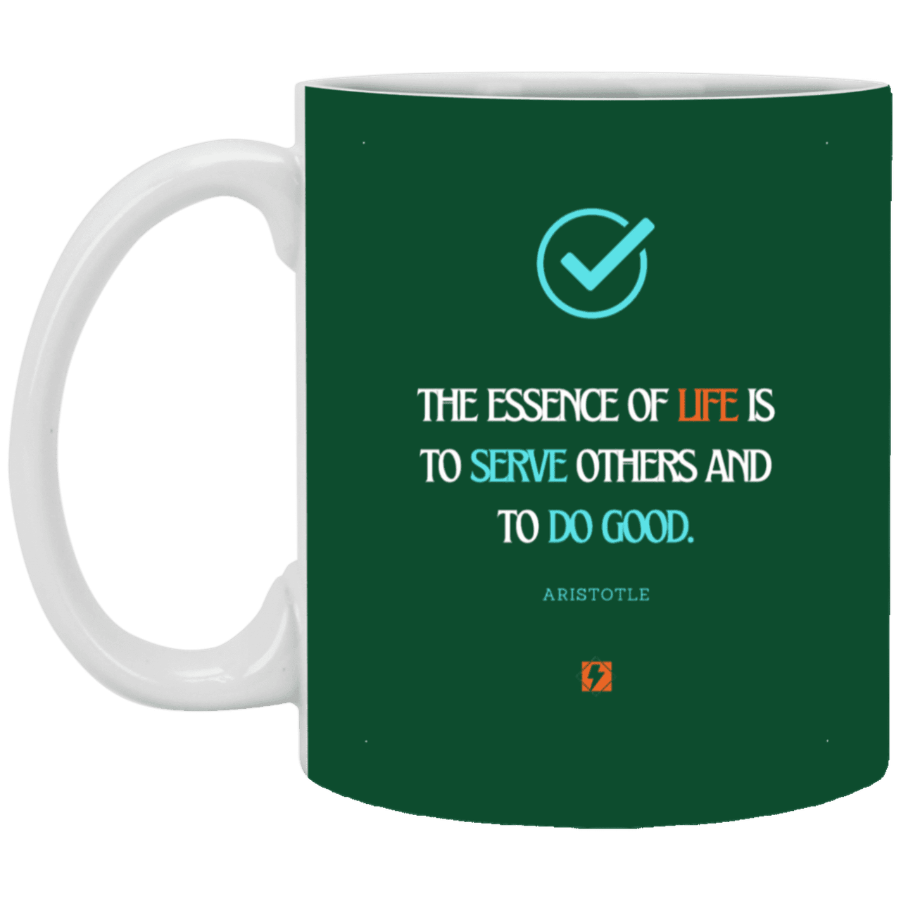 Ceramic Standard Mug 11oz with inspiring Aristotle quote: A132 - Life is about serving others - Color: Purple