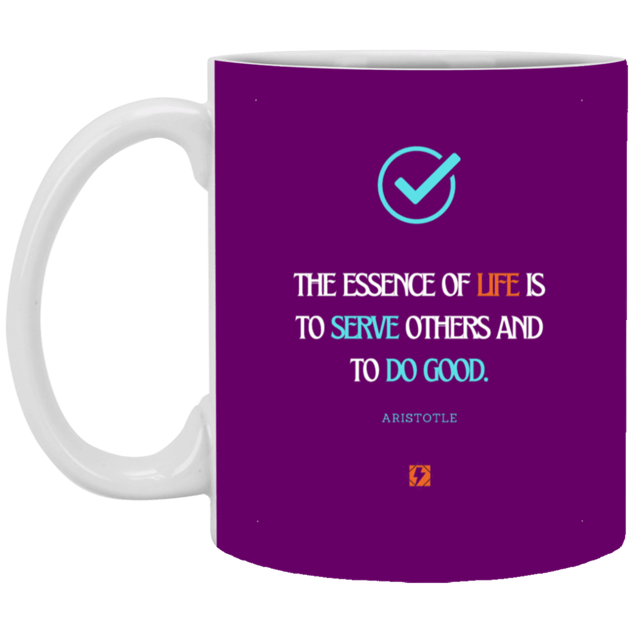 Ceramic Standard Mug 11oz with inspiring Aristotle quote: A132 - Life is about serving others - Color: Brown