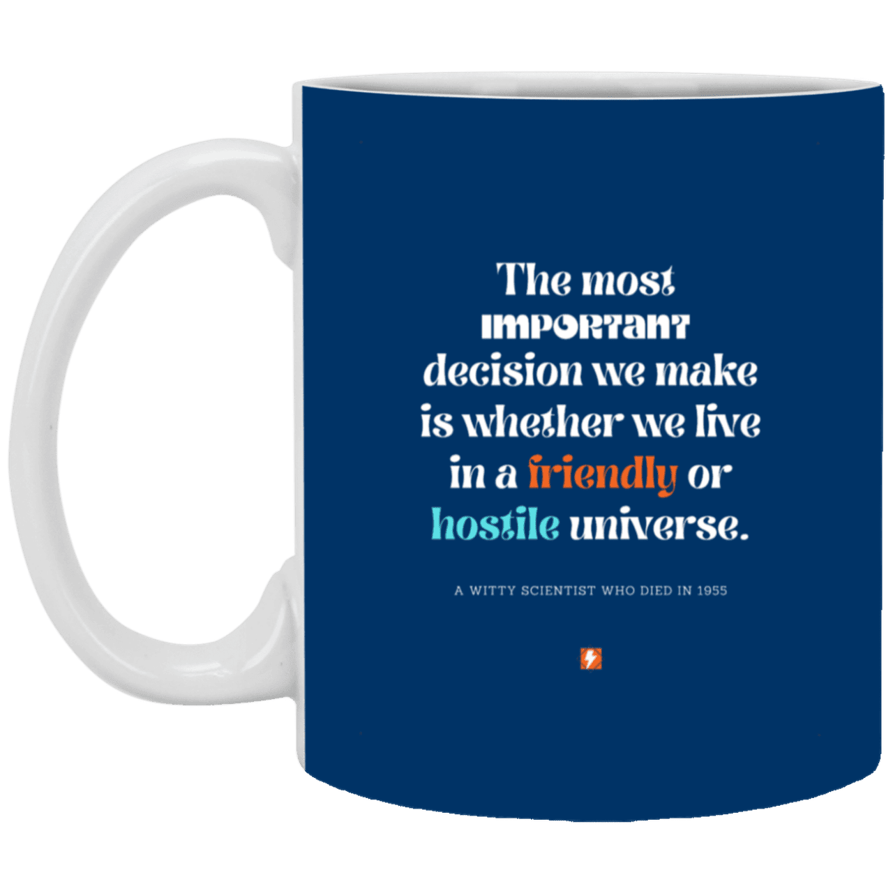 Ceramic Standard Mug 11oz with inspiring Einstein quote: E115 - Understand the universe - Color: Royal