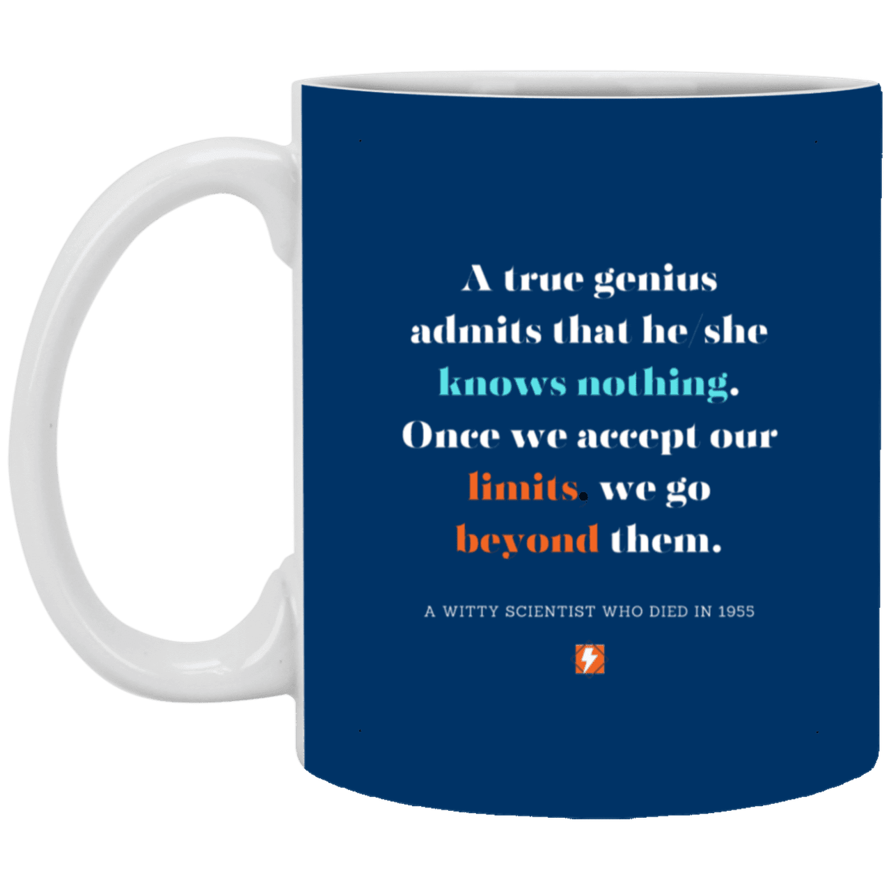 Ceramic Standard Mug 11oz with inspiring Einstein quote: E119 - Genius unlimited - Color: Royal