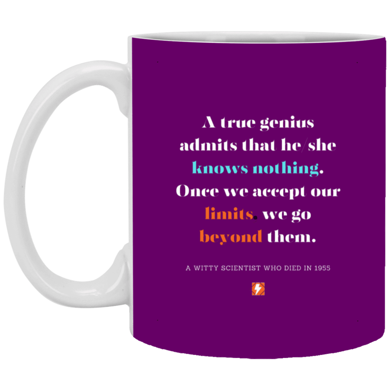 Ceramic Standard Mug 11oz with inspiring Einstein quote: E119 - Genius unlimited - Color: Purple