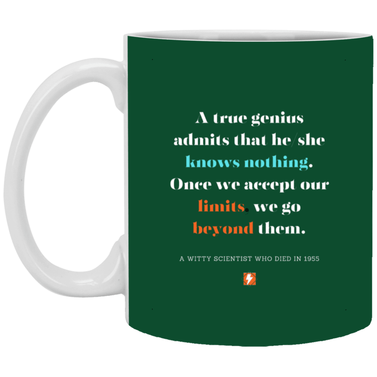 Ceramic Standard Mug 11oz with inspiring Einstein quote: E119 - Genius unlimited - Color: Forest