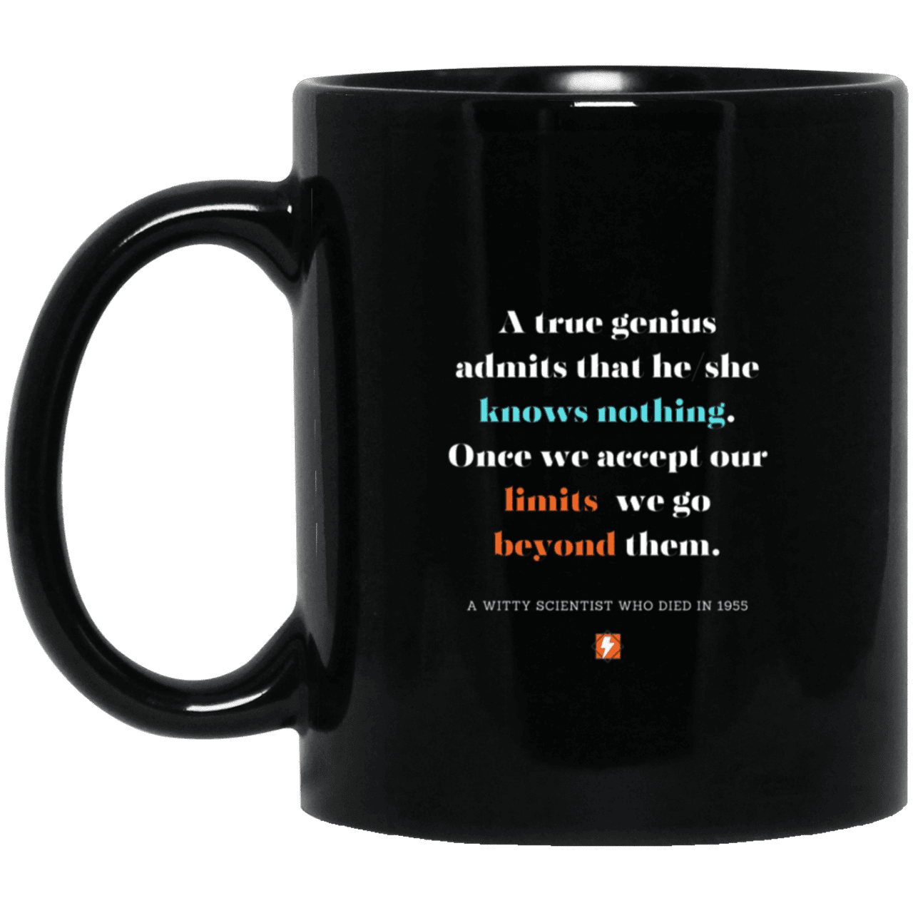 Ceramic Standard Mug 11oz with inspiring Einstein quote: E119 - Genius unlimited - Color: Plain Black