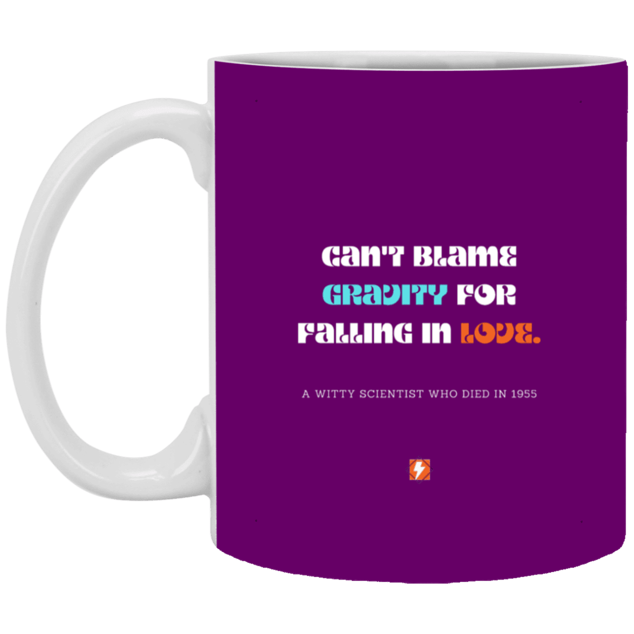 Ceramic Standard Mug 11oz with inspiring Einstein quote: E123 - No blame in love - Color: Purple