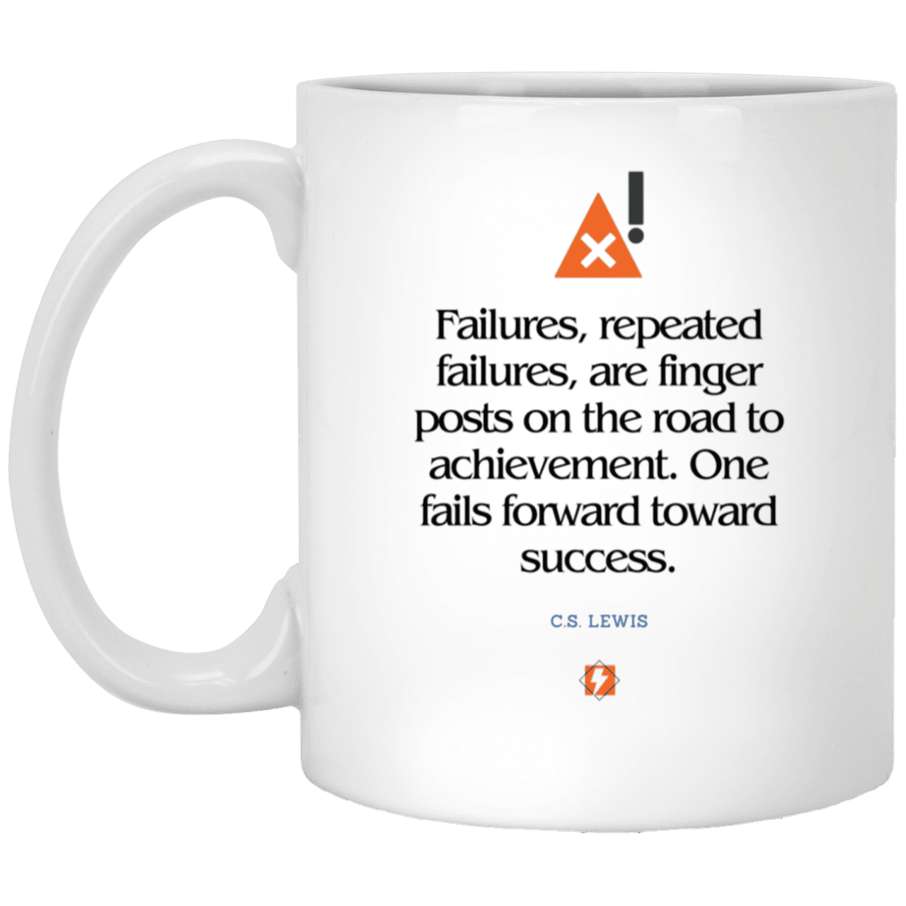 Ceramic Standard Mug 11oz with inspiring Lewis quote: CS104 - Failures to Success - Color: Plain White