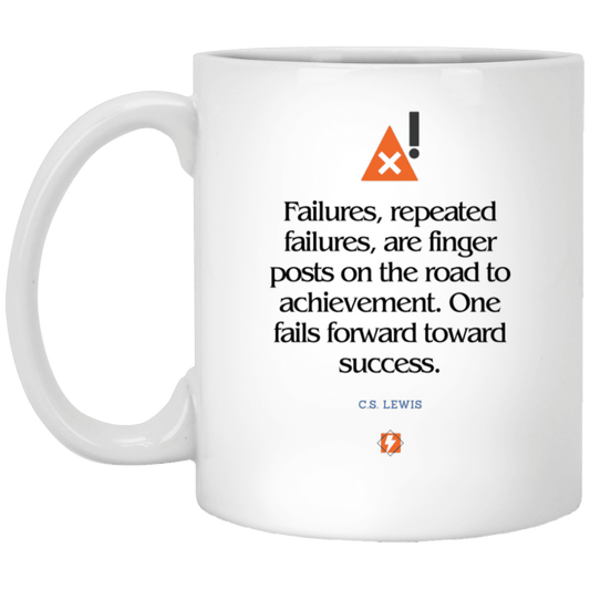 Ceramic Standard Mug 11oz with inspiring Lewis quote: CS104 - Failures to Success - Color: Plain White