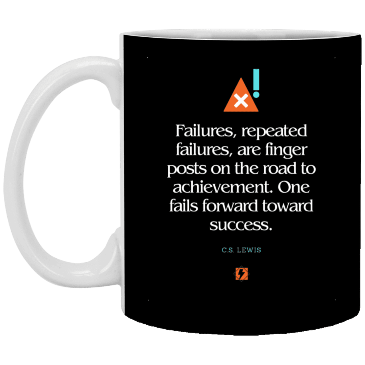 Ceramic Standard Mug 11oz with inspiring Lewis quote: CS104 - Failures to Success - Color: Black White