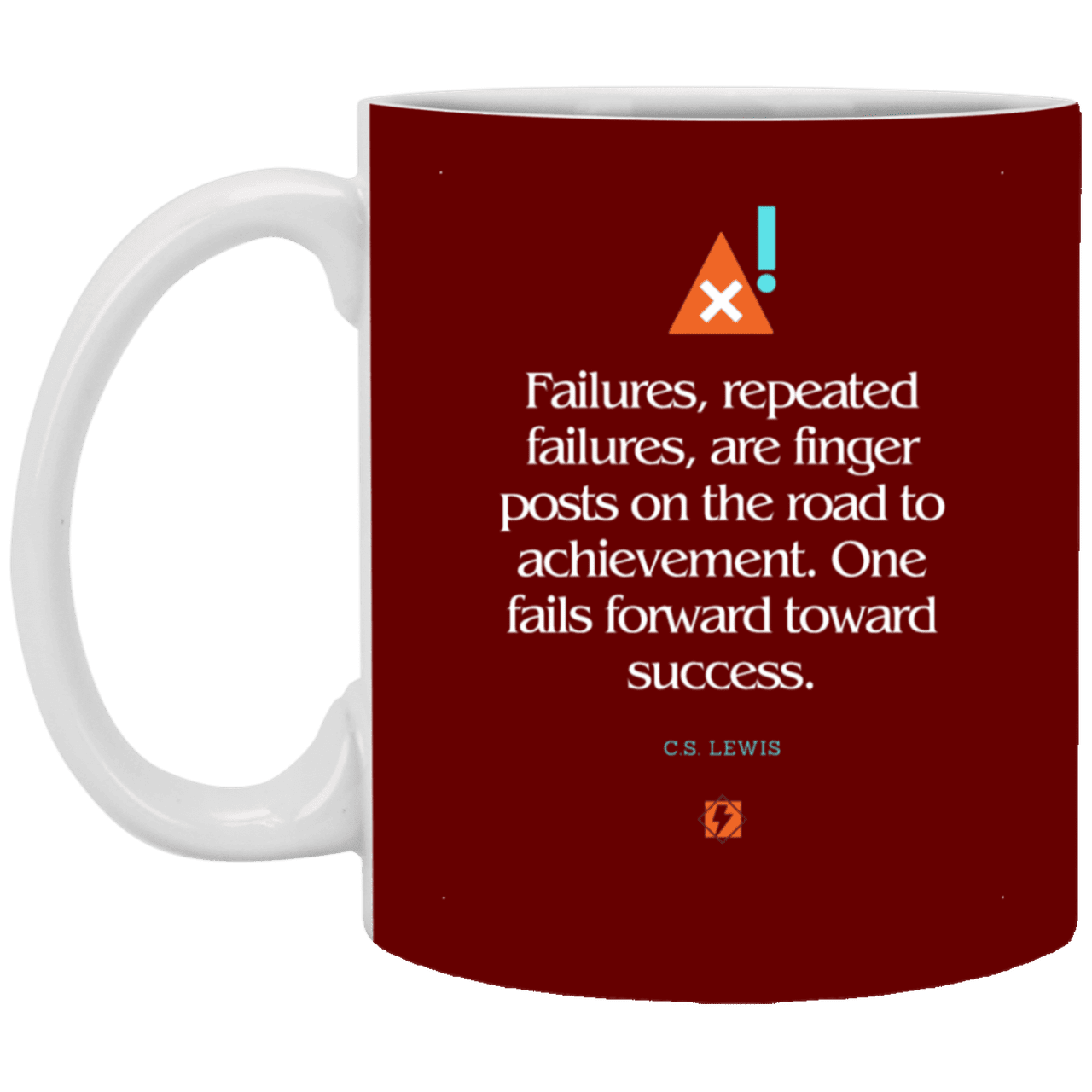 Ceramic Standard Mug 11oz with inspiring Lewis quote: CS104 - Failures to Success - Color: Maroon