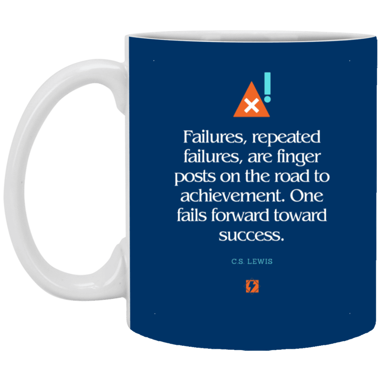 Ceramic Standard Mug 11oz with inspiring Lewis quote: CS104 - Failures to Success - Color: Royal