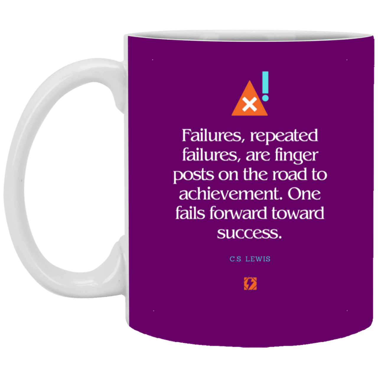 Ceramic Standard Mug 11oz with inspiring Lewis quote: CS104 - Failures to Success - Color: Purple