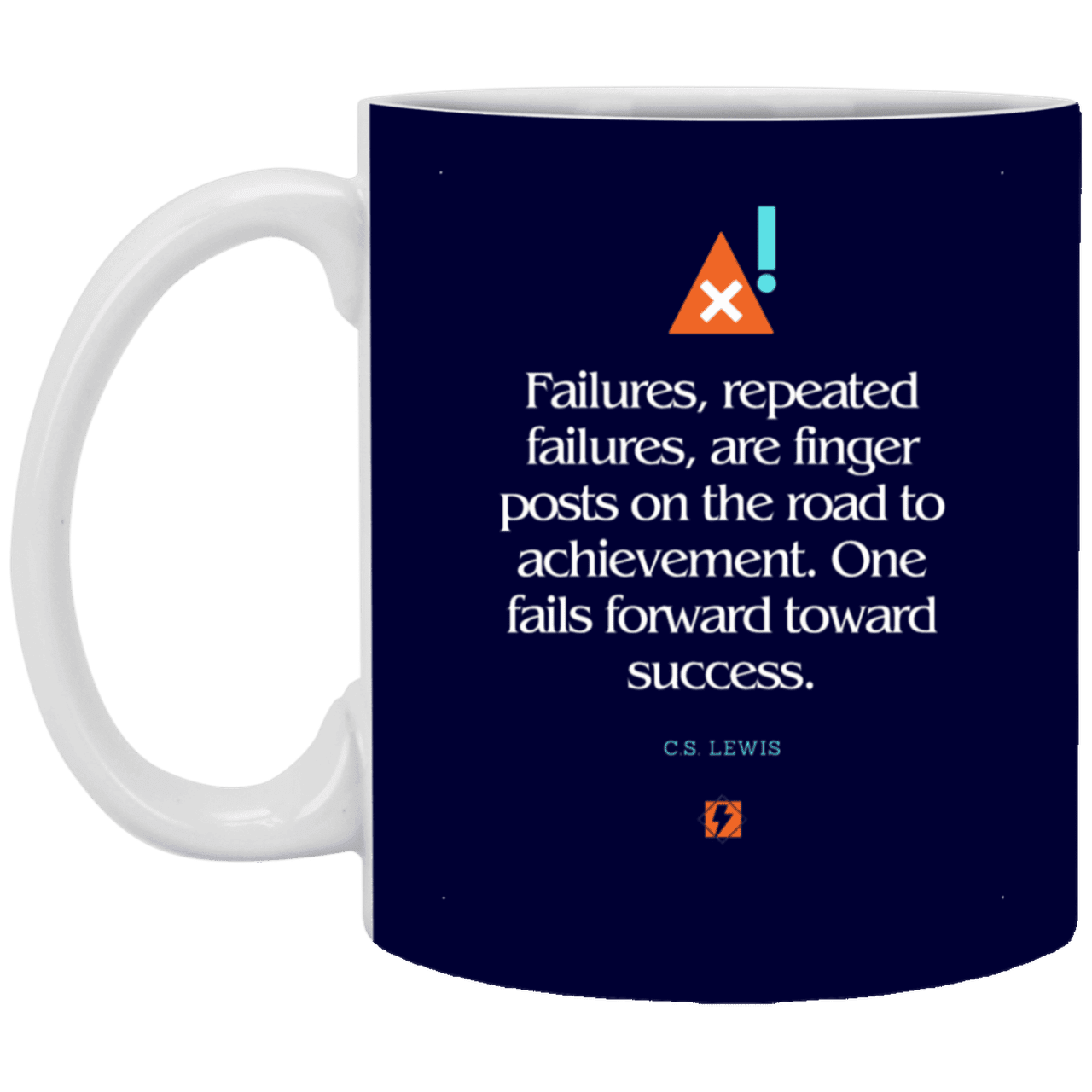 Ceramic Standard Mug 11oz with inspiring Lewis quote: CS104 - Failures to Success - Color: Navy