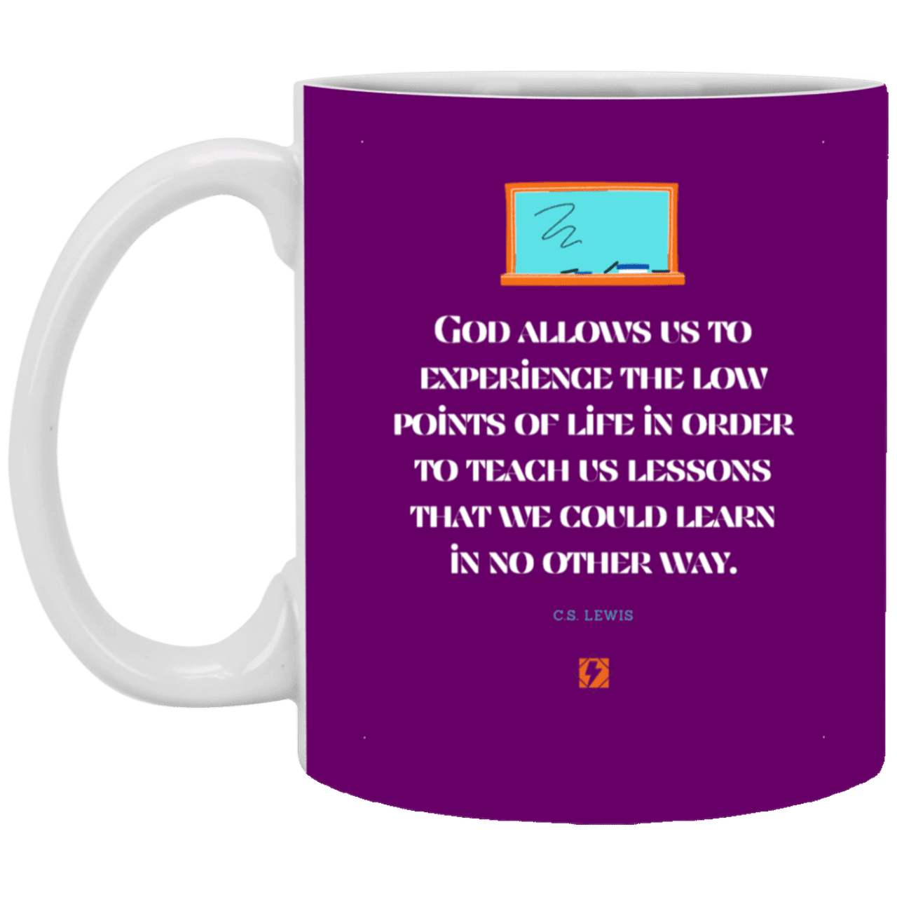 Ceramic Standard Mug 11oz with inspiring Lewis quote: CS105 - Lowpoints are lessons - Color: Purple