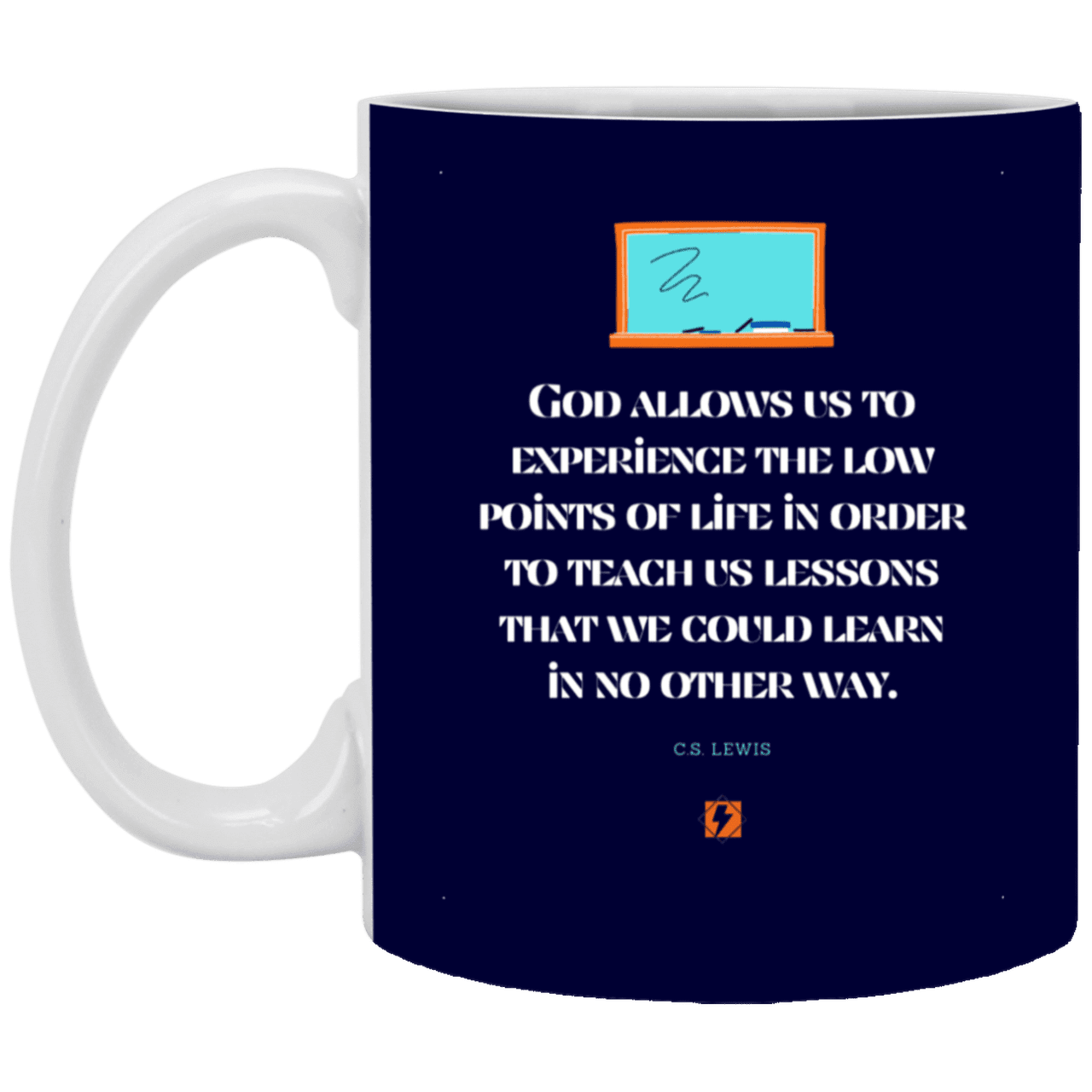 Ceramic Standard Mug 11oz with inspiring Lewis quote: CS105 - Lowpoints are lessons - Color: Navy