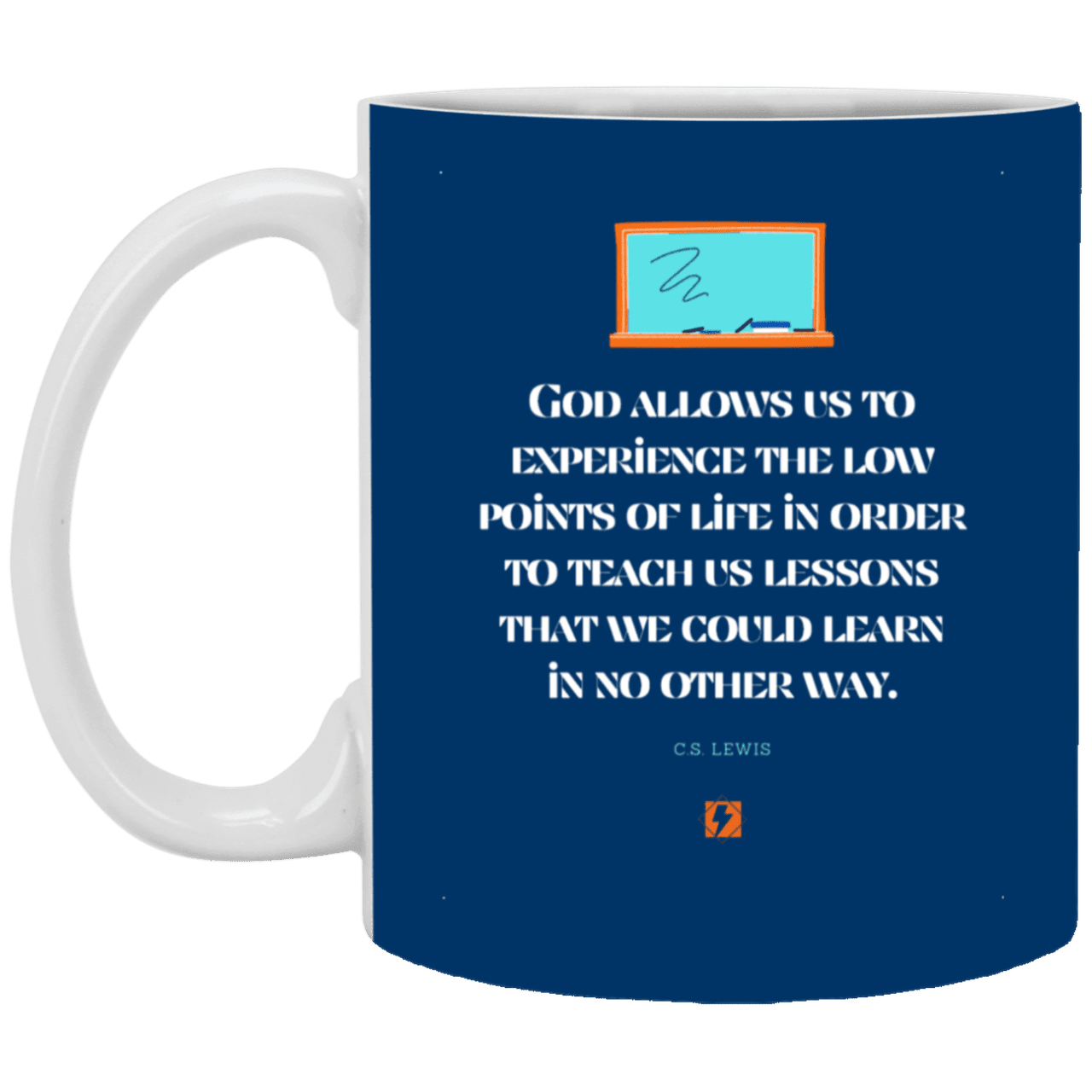 Ceramic Standard Mug 11oz with inspiring Lewis quote: CS105 - Lowpoints are lessons - Color: Royal