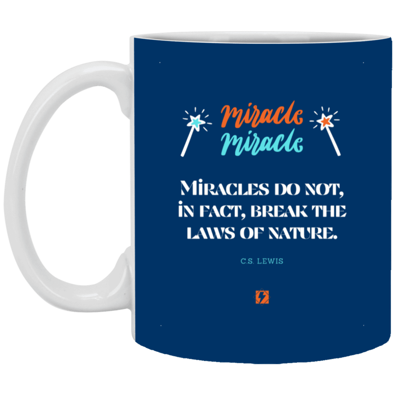 Ceramic Standard Mug 11oz with inspiring Lewis quote: CS110 - Miracles do not break natural laws - Color: Royal